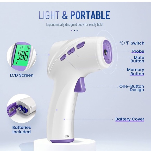 No Touch Thermometer for Adults & Kids, Digital Thermometer w/ Fever Alarm, NWT - Picture 6 of 9